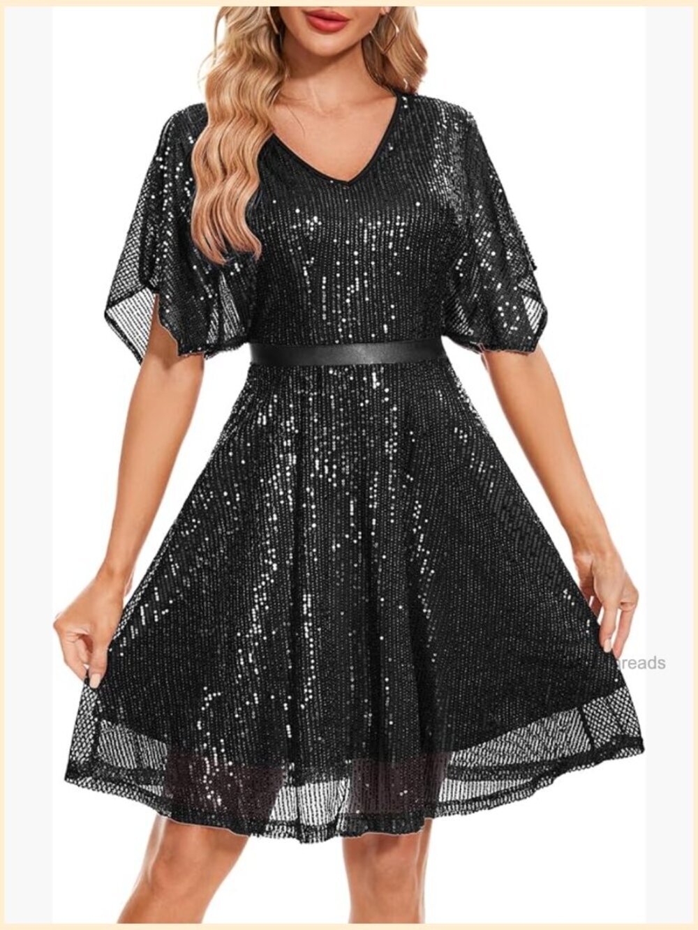 Sparkly Sequin Dress Bat Sleeves Cocktail Club Dress